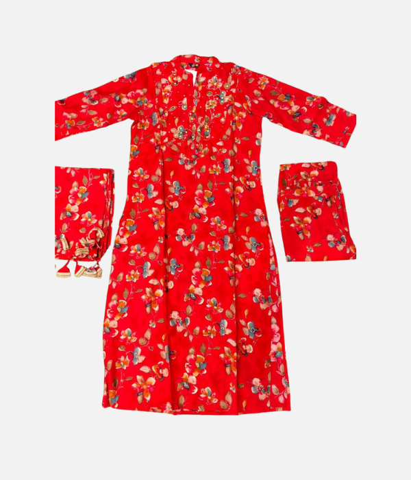 Red Muslin 3PC Set - Image 3