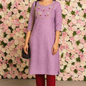 Lavender Heartbeat Embroidered Kurta