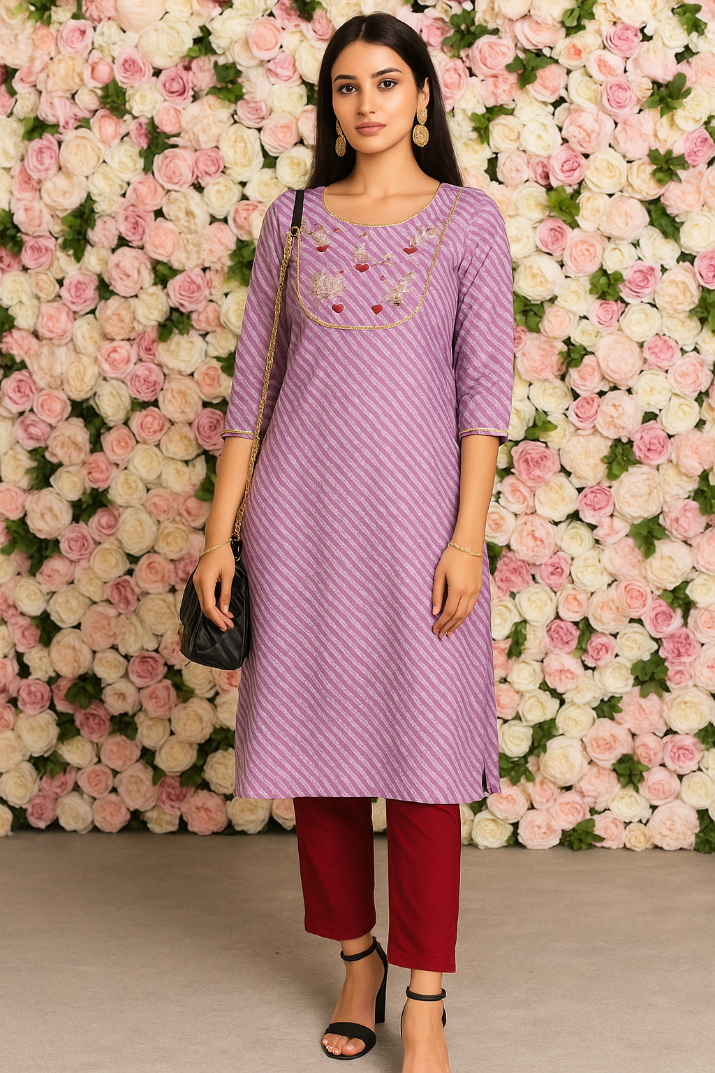 Lavender Heartbeat Embroidered Kurta