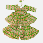 Green Floral Sharara Set with Matching Hairband