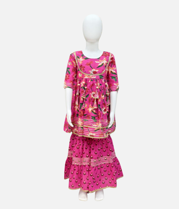 Dark Pink Sharara Set For Girls