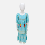 Foil Print Sky Blue Sharara Set