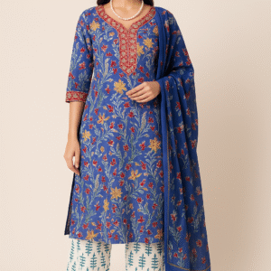 Royal Blue 3PC Cotton Suit Set