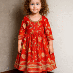 Red Printed Sharara Set for Girls