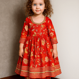 Red Printed Sharara Set for Girls