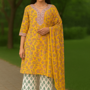 Mustard 3PC Cotton Suit Set