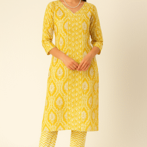 Yellow Straight Kurta Pant set