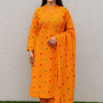 Mustard Bandhani-Style Kurta Set
