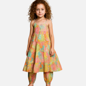 Multicolor Muslin Dress for Girls