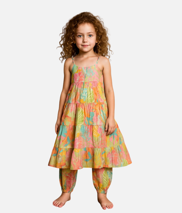 Multicolor Muslin Dress for Girls