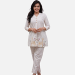 Elegant Cream Embroidered Kurti Set